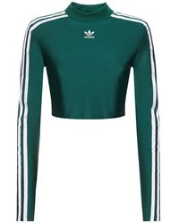 adidas Originals - 3-stripes Cropped Long-sleeve Top - Lyst