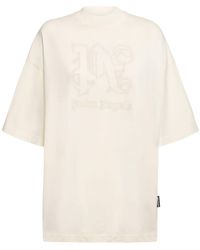 Palm Angels - T-shirt monogram statet in cotone - Lyst