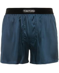 Tom Ford Boxershorts Aus Seidensatin in Blau für Herren Herren Bekleidung Unterwäsche Boxershorts 
