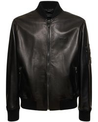Versace - Logo Leather Zip Jacket - Lyst