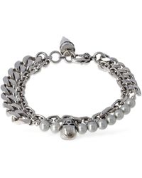 Alexander McQueen - Bracelet en laiton avec perle et tête de mort - Lyst