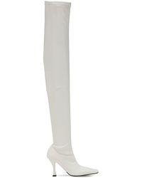 Proenza Schouler 90mm Hohe Stiefel Aus Stretch-kunstleder - Weiß