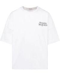 Alexander McQueen - T-shirt Aus Baumwolle Mit Logodruck - Lyst