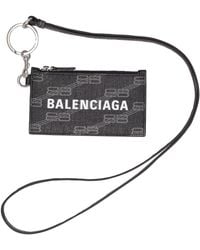Balenciaga - Faux Leather Zip Card Holder W/ Keyring - Lyst