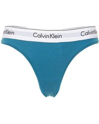 Calvin Klein Tanga Aus Baumwollmischstrick - Blau