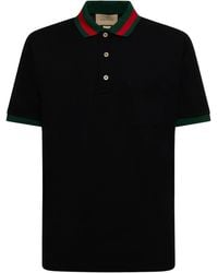 Gucci - Cotton Piquet Polo With Web Collar - Lyst