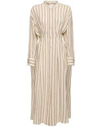 Max Mara - Striped Linen Canvas Long Shirt Dress - Lyst