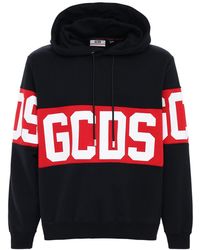 Gcds Cotton Logo Drawstring Hoodie in Black for Men Mens Clothing Activewear gym and workout clothes Hoodies Save 19% 