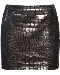 Tom Ford - Croc Embossed Laminated Leather Skirt - Lyst