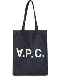 A.P.C. - Laure Logo-print Denim Tote Bag - Lyst