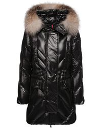Moncler Doudoune En Nylon Laqué Et Fourrure "Dinard" - Noir