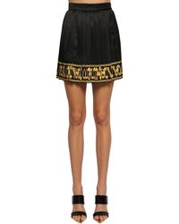 Versace Jupe En Twill De Soie Plissée - Noir