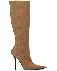 Versace - 110Mm Canvas & Leather Boots - Lyst