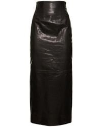 Khaite - Loxley Leather Midi Skirt - Lyst