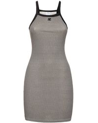 Courreges - Contrast Houndstooth Cotton Mini Dress - Lyst