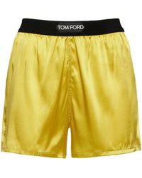 Tom Ford - Shorts in raso di seta con logo - Lyst