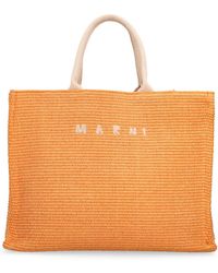 Marni - Large Logo Raffia Effect Tote Bag - Lyst