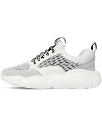 Moschino 30mm Teddy Leather & Mesh Trainers - White