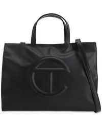 Telfar Medium Embossed Faux Leather Tote Bag - Black