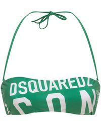 DSquared² Top Bandeau De Bikini De Lycra Con Estampado - Verde