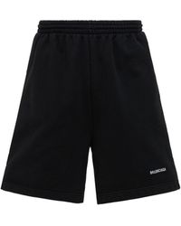 Balenciaga - Logo Cotton Sweat Shorts - Lyst
