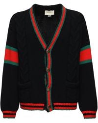 Gucci - Oversized Web Cable Knit Knitwear - Lyst