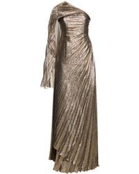 Oscar de la Renta - One-shoulder Gathered Silk-blend Lamé Gown - Lyst