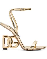 Dolce & Gabbana - 105Mm Keira Metallic Leather Sandals - Lyst