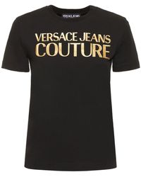 Versace Jeans Couture Kurzes T-shirt Aus Jersey garland in Schwarz Damen Bekleidung Hosen und Chinos Pluderhosen 