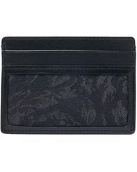 Versace - Jacquard & Leather Card Holder - Lyst