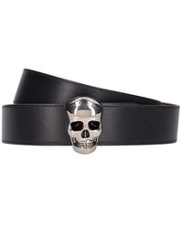 Alexander McQueen - 3D Skull Reversible Leather Belt - Lyst