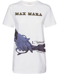 Max Mara Cotton Jersey T-shirt in White - Save 49% | Lyst