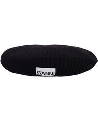 Ganni - Structured Rib Knit Wool Blend Beret - Lyst