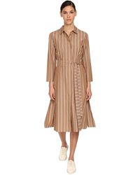 Max Mara Striped Cotton Canvas Shirt Dress - Natural