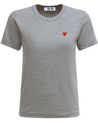 COMME DES GARÇONS PLAY - Embroidered Red Heart Cotton T-shirt - Lyst