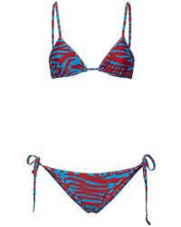 The Attico - Printed Lycra Triangle Bikini Set - Lyst