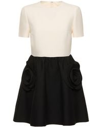 Valentino - Wool & Silk Crepe Mini Dress W/ Roses - Lyst