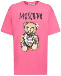 Moschino - Camiseta de jersey de algodón con logo - Lyst