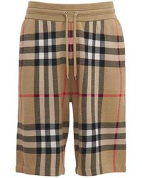 Burberry - Shorts In Maglia Di Seta E Lana Check - Lyst