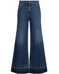 Valentino - Denim Flared High Rise Cropped Jeans - Lyst