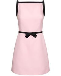 Valentino - Wool & Silk Crepe Mini Dress W/bow - Lyst