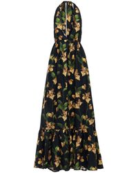 Agua by Agua Bendita Maxikleid Aus Leinen "oliva" - Schwarz