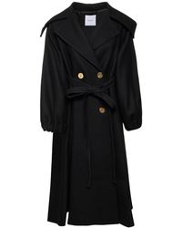 Patou - Wool Belted Double Breasted Trench Coat - Lyst