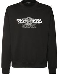Training Herren Bekleidung Sport- und Fitnesskleidung Sweatshirts Versace Sweatshirt Aus Baumwollmischfleece in Grau für Herren 