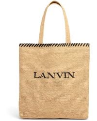 Lanvin - Bolso tote efecto rafia con logo - Lyst