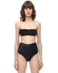 Oséree Bandeau-bikini Aus Lycra Mit Federn - Schwarz