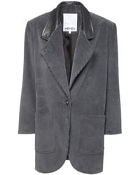 KENZO Cappotto In Velluto Millerighe - Grigio