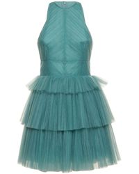 Costarellos - Tulle Plisse Layered Mini Dress - Lyst