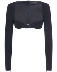 DSquared² - Crepe Cady Long Sleeved Bra Top - Lyst