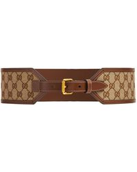 Gucci 7cm Gg Wide Canvas Belt - Brown